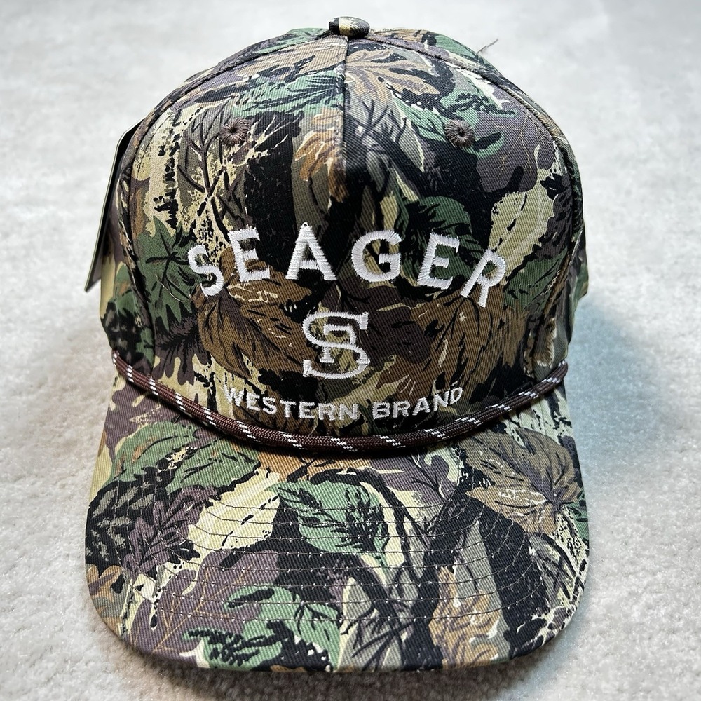 Seager Camouflage Adjustable Snapback Hat Cap Men's Outdoor Western Trucker Rope